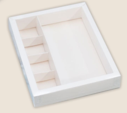 Коробка для конфет 200*165*30мм (4) + для шоколад.плитки 170*80мм (белая) Изображение Коробка для конфет 200*165*30мм (4) + для шоколад.плитки 170*80мм (белая)